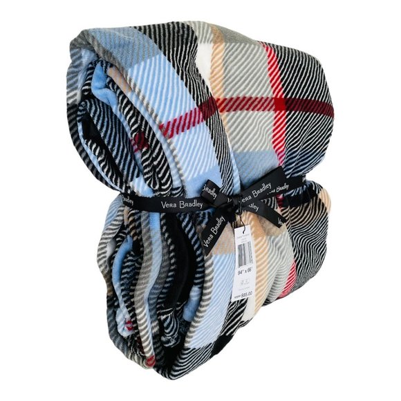 Vera Bradley Perfectly Plaid Oversized Plush Throw Blanket 94” x 66” - Picture 3 of 7